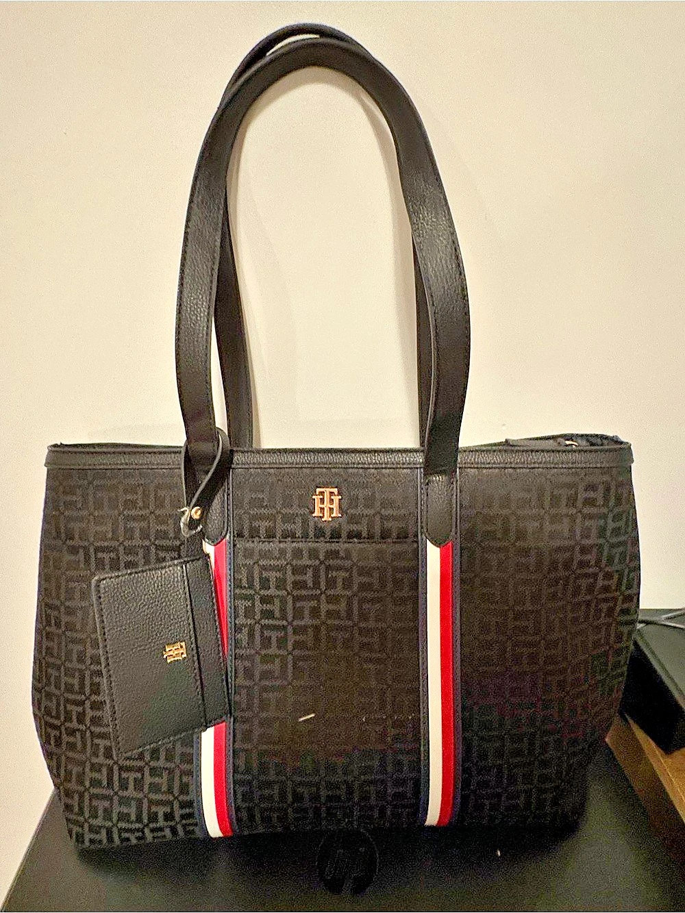 Tommy Hilfiger Monogram Tote in Black & Red